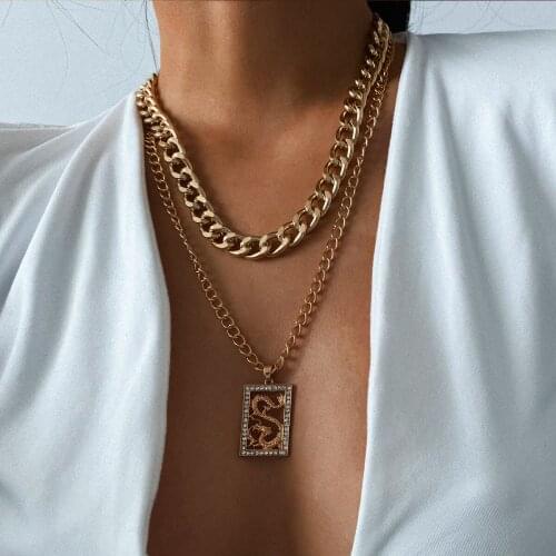 Charms Necklace For Women Gothic Punk Dragon Pendant Thick And Thin Multilayer Chain Metal Fashion Jewelry Chain Necklaces