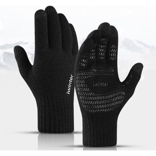 Winter Warm Men Gloves Touch Screen Windproof No-Slip Elastic Gloves Riding Skiing Fluff Skin-Friendly Comfortable Thick Gloves