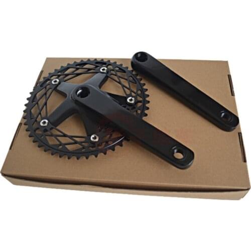 1 set Fixed Gear Crankset 7075 Single Speed Track Bike 130BCD 49T 170mm vintage cranks CNC Black Fixed Bike