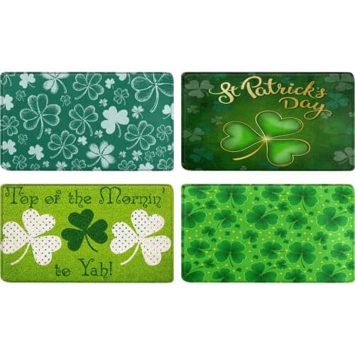 1PCS 40x60cm St Patrick Day Doormat Clover Printed Non Slip Front Door Rug Carpet Porch Carpet Home Decoration Holiday Carpet