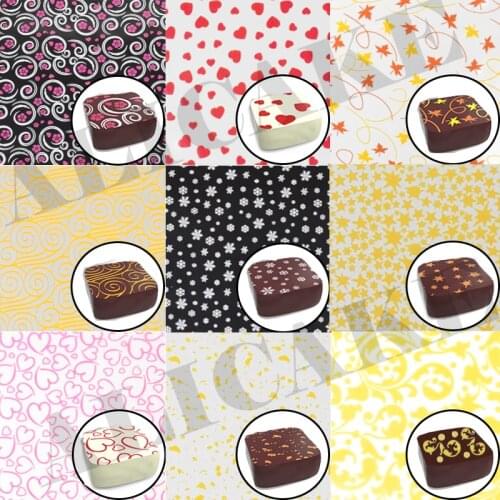 10-50Pcs Multi-Pattern Chocolate Transfer Paper Sheet A4 Food Decoration Bakery Chocolate Baking Pastry Cake Decoration Tools