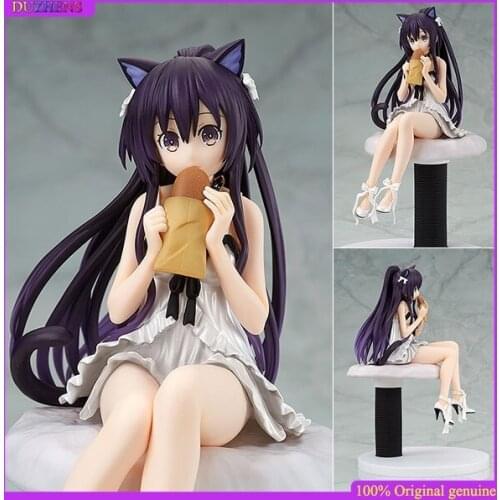 100% Original:DATE A LIVE Yatogami ToHka White cat style 18.5cm Action Figure Anime Figure Model Toy Figure Collection Doll Gift
