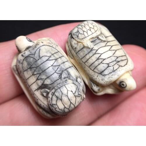16Pcs/Lot Wholesale Natural Bone Carving Tortoise Necklace Rosary Pendant Bracelet DIY MaterialsLongevity Mid Last Century