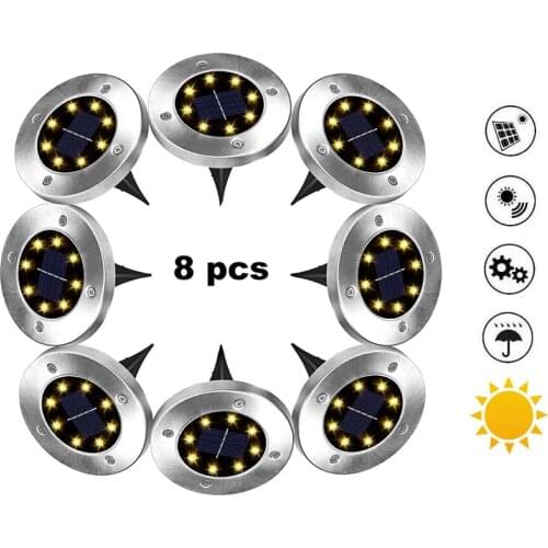 2-8pcs 8 led Solar Powered Ground Light Waterproof Garden Pathway Deck Lights With 4/8/12/16/20 LED Lamp for Home Yard Driveway