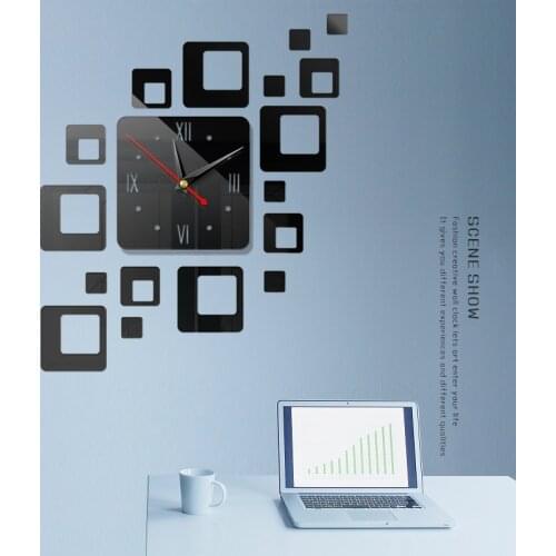 3d Wall Clock Diy Clock Acrylic Mirror Clock Modern Design Home Living Room Three-dimensional Decorative Clock Wall Stickers