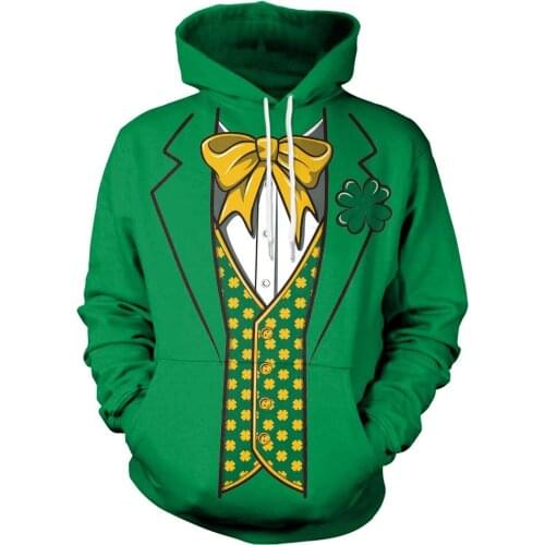 3D Print Four Leaves Clover Hoodie St. Patrick Day Shamrock Men/women Hiphop Pullover Sweatshirts Tracksuits Male Dinner Clothes