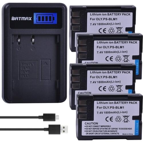 4Pcs PS-BLM1 BLM-1 BLM-01 PSBLM1 BLM1 Rechargeable Battery+USB Dual Charger for Olympus E-300 E-330 E-500 E-510 C-5060
