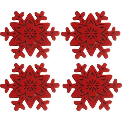 4Pcs/set Kitchen Christmas Snowflake Shaped Cup Mat Anti-Skid Table Placemat Food Bowl Mat Cushion