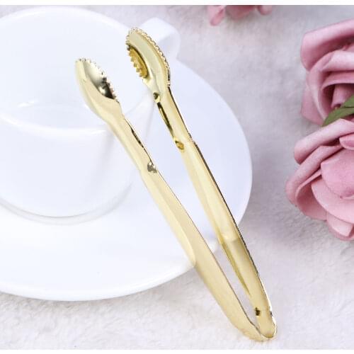 4pcs Gold Plated Serving Tongs Sugar Cube Tongs Stainless Steel Mini Ice Tong Perfect for Tea Party Coffee Bar Home Supplies