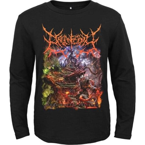 4 Designs Horrible Organectomy Death Rock Band Demon Men Women Full Long Sleeves Shirt Metal Black Tee Fitness