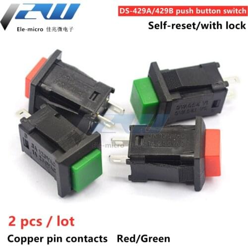 DS-429A/429B push button switch with lock self-locking without lock self-resetting pushbutton switch red green (2 pcs)