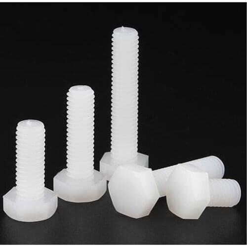 5pcs M12x20mm-50mm White Nylon Hex Bolt White Hex Head Bolts Nylon Screw