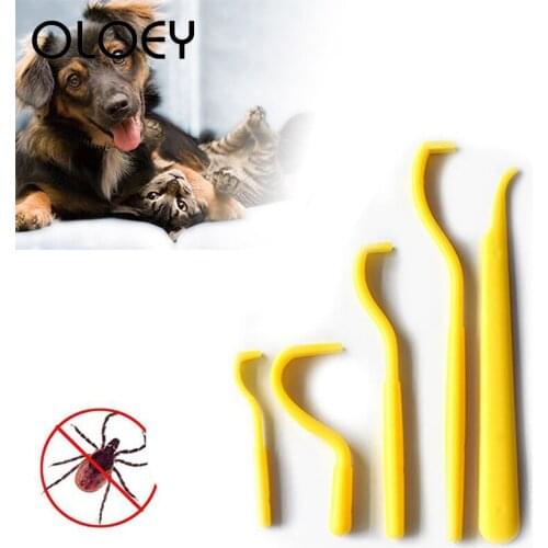 5Pcs Pets Tick Removal Hook Tool Portable Flea Mites Remover Tweezers for Dog Horse Cat Pet Cleaning Supplies Accessories