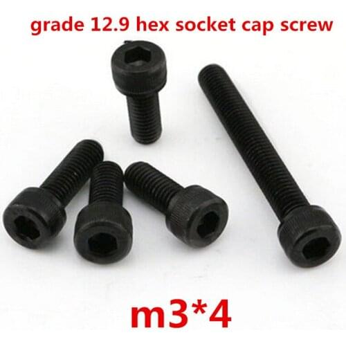 500pcs m3*4 high strength grade 12.9 alloy steel with black oxide hexagonal / hex socket head cap screw