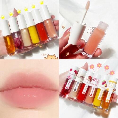 6g Rose flower lip gloss moisturizing nourish colorless lip oil lip plumper bright makeup gloss lipstick liquid make up ts