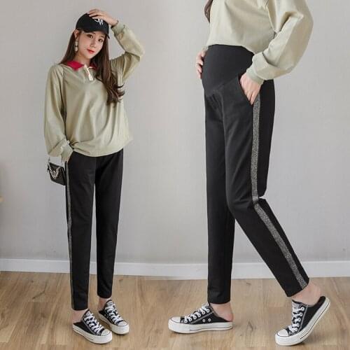 709# 2020 Spring Casual Maternity Straight Pants Elastic Waist Belly Pants Clothes for Pregnant Women Pregnancy Sports Trousers