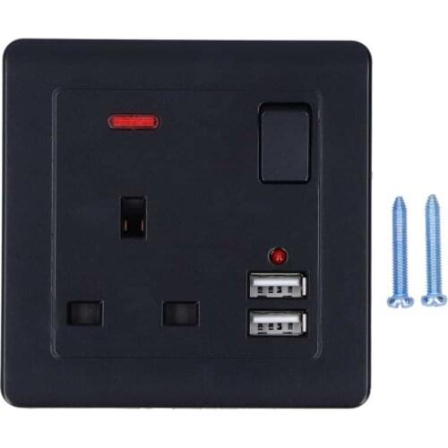 AC 250V 13A Multifunctional Wall Power Outlet Socket With 2 USB Port For Home Office UK Plug Home Improvement