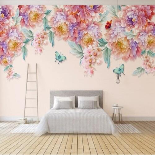 Large Pink Rose Mural 3d Wall Photo Mural Flower Wallpaper for Wedding Room Sofa Background 3d Wall Mural Papel De Parede