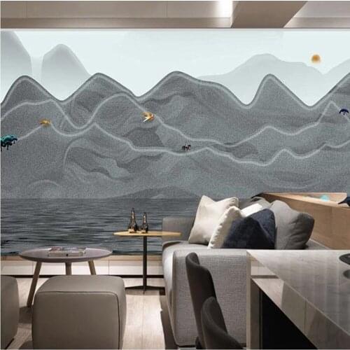 Milofi large wallpaper mural custom 3D hand painted abstract ink landscape background wallpaper mural