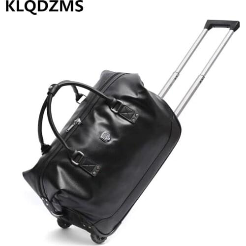 KLQDZMS Mens Suitcase Bag Trolley Luggage Bag PU Womans Spinner Rolling Luggage Lightweight Trolley Travel Bags