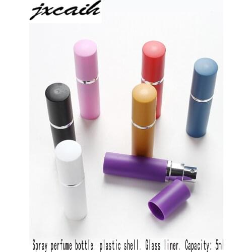 Jxcaih 1pcs 5ml spray perfume bottle plastic shell glass liner can be refilled empty bottles