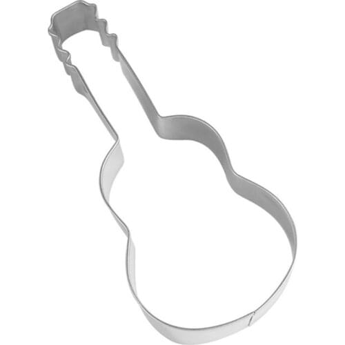 Music Guitar Shape Cookie Print Mold Sweet Baking Stainless Steel Moulds Cutter for Cooking Baking Sugar Paste and Cake LX0C