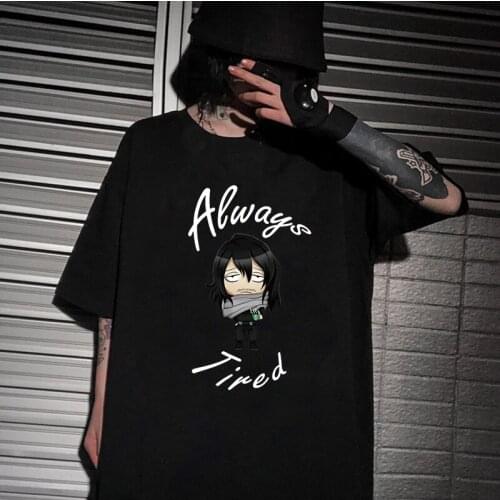 Anime My Hero Academia Shoto Aizawa t Shirt Always Tired Mens T Shirt Tops