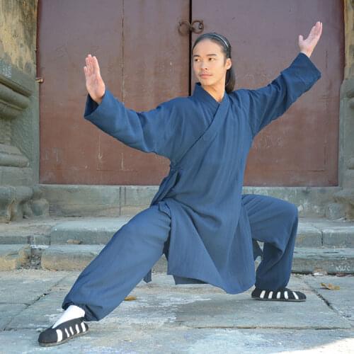Chinese wudang Taoist kung fu uniform clothes high-grade tai chi robe shaolin Buddhist monk robes martial arts kungfu linen set