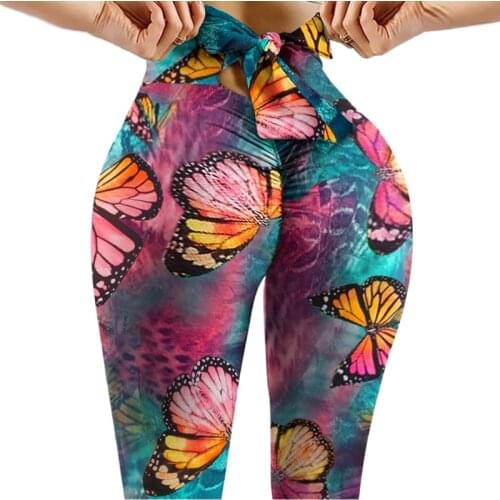 New Sexy Legging Sport 3XL High Elastic Yoga Pants Digital Print Fitness Gym Leggings Tie Back Tights Women Slim Fashion Legins