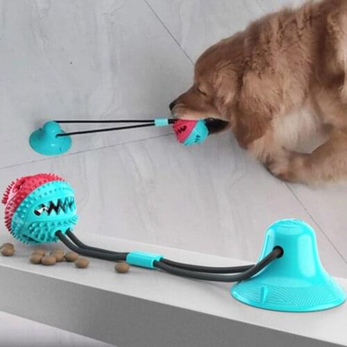 Multifunction Pet Molar Bite Toy Interactive Pet Leakage Food with Suction Cup Pet Toys Dog Toys Cleaning Teeth Puppy Chew Ball