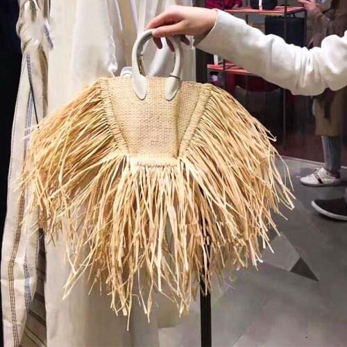 Fashion tassel straw bags rattan weave women handbags designer luxury handmade paper shoulder crossbody bags summer beach C25651