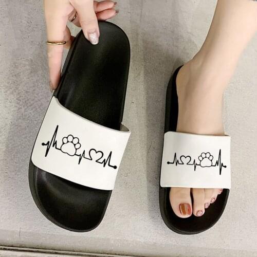 Fashion Fun Electrocardiogram Printed 2021 Women slippers Comfort slippers Casual Summer Female shoes sandals mujer
