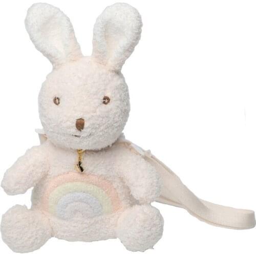 Fashion Soft Rainbow Rabbit Plush Toys Cute Stuffed Bunny Shoulder Bag Baby Kids Girl Gift Animals Dolls 24cm