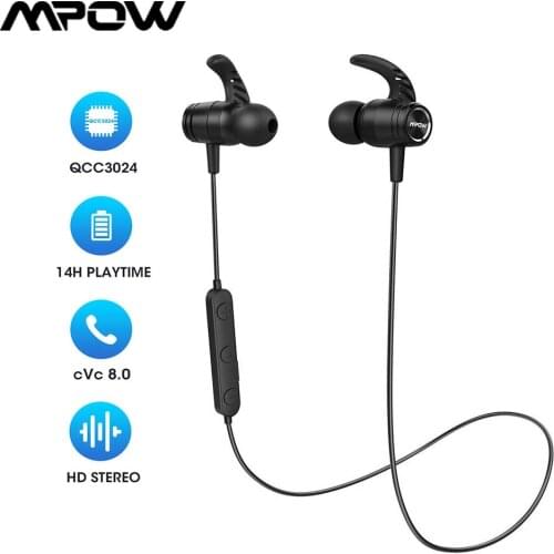 Mpow S10 Pro Sport Earphones Bluetooth 5.0 IPX8 Waterproof Wireless Earbuds with Mic & 14 Hrs Long Standby for Running Gym Work