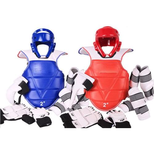 Taekwondo Five-piece Set Helmet Armor Kickboxing Guantes De Boxeo Boxing Glove Capacete Taekwondo Equipment Head Protector Spats