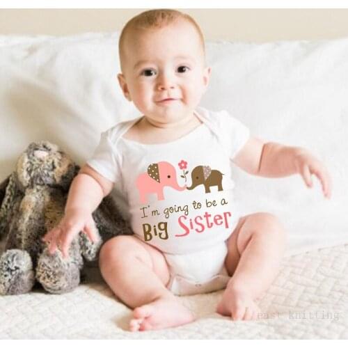 DERMSPE New Casual Newborn Baby Boys Girls Short Sleeve Letter Print I'm Going To Be A Big Sister Romper Baby Clothes