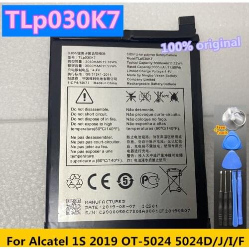 Original 3060mAH TLp030K7 Replacement Mobile Phone Battery For Alcatel 1S 2019 OT-5024 5024D 5024J 5024I 5024F