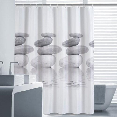 Printed polyester shower curtain waterproof and mildew thick gray goose soft stone bathroom curtain bathroom partition