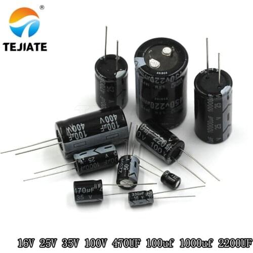 DIP Direct Inserted Aluminum Electrolytic Capacitor diy 16V 25V 35V 100V 470UF 100uf 1000uf 2200UF