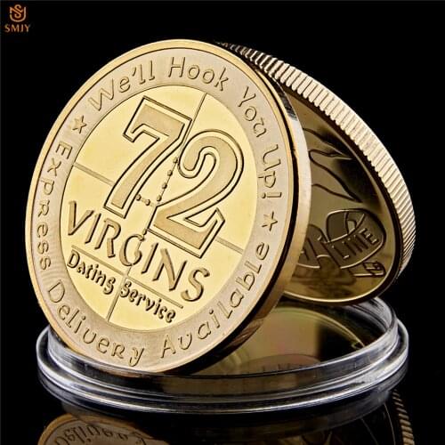US Navy Marine Corps Rare 72 Virgins Dating Service Gold Plated Metal Token Challenge Collectible Coin
