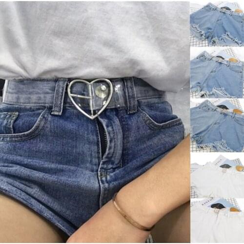 Womens Cute Transparent Belt Female Heart Buckle Waist Sweet Belt Fashion Waistband Ladies Jeans Dress Belt