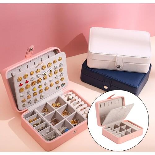 Girls Jewelry Box PU Leather Double Layer Storage Case Bag Classified