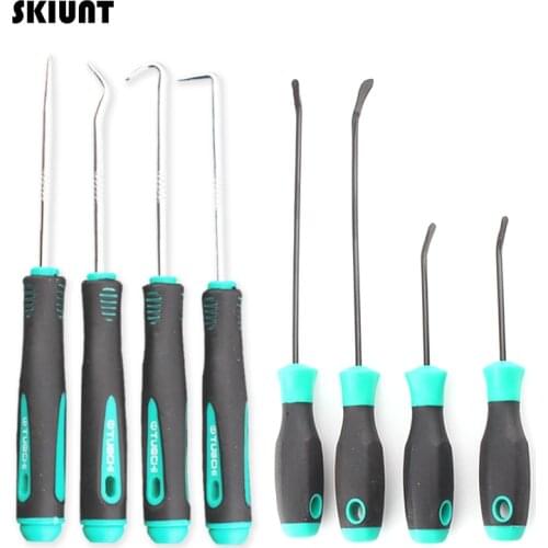 SKIUNT 4Pcs Oil Seal Gasket Pick Hook Sets Multifunction Mini Pick Hook Rubber Non-slip Handle For Automobile Repair Hand Tools