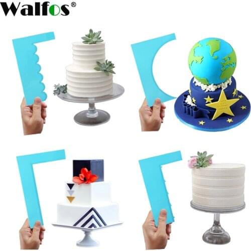 WALFOS Cake Scraper Smoother Fondant Mousse Cream Spatula Edge Smoother Kitchen Cake Pastry Mold Baking Decorating Tools