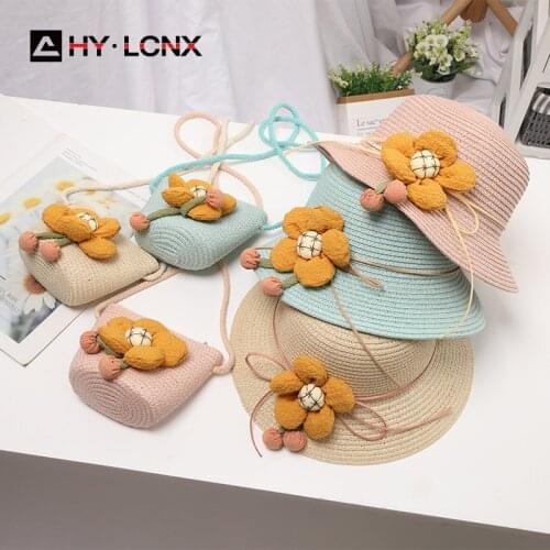 Summer Baby Flowers Decoration Solid Color Sun Straw Hat Boys Girls Fashion Outdoor Beach Foldable Breathable Fisherman Hat