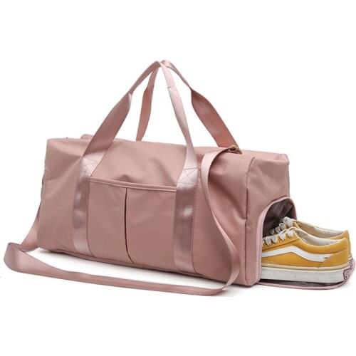 Dry Wet Separation Sports Fitness Bag Handbag Tote Gym Bag With Shoe Bags Travel Bag Women Duffle Bag Pink Luggage Weekend Bag