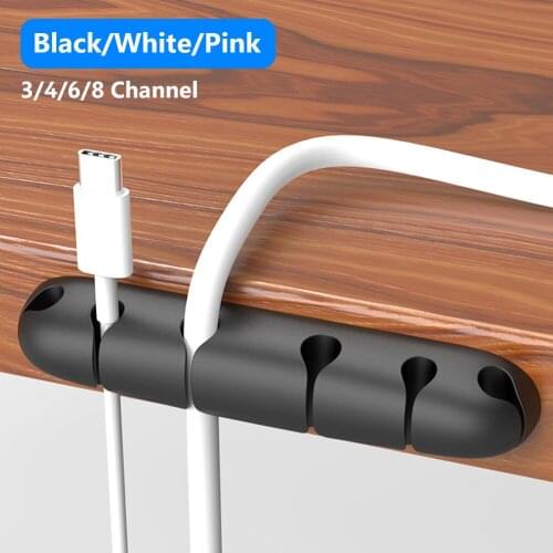 USB Cable Organizer Wire Winder Silicone Tie Fixer Wire Management organizador Cord Clip Office Desktop Wall Phone Cables holder