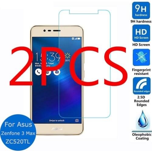 2pcs For Asus Zenfone 3 Max ZC520TL Tempered Glass Screen Protector On Safety Protective Film Zen fone 3 Max ZC520TL 5.2"inch HD
