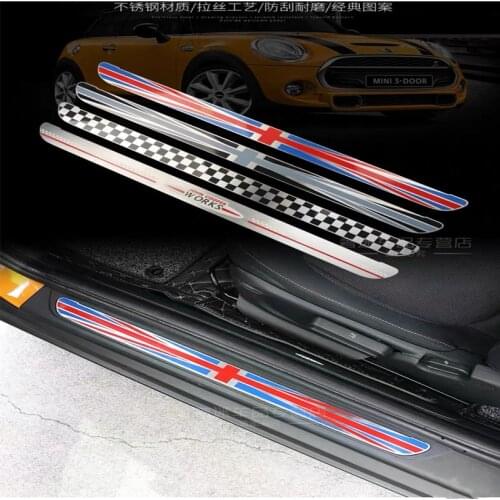 2pcs Stainless Steel Outer Car Door Sill Protection Cover Scuff Plate for Mini Cooper F56 Hatchback 3-Doors Styling