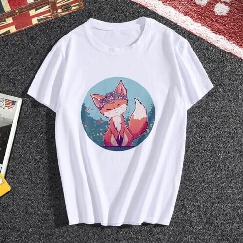 Womens T-shirt summer kawaii print T-shirt womens trendy print T-shirt womens fashion Harajuku white O-neck top T-shirt c